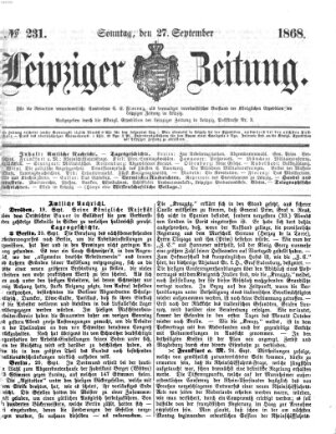 Leipziger Zeitung Sonntag 27. September 1868