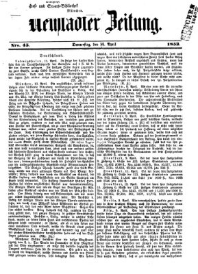 Neustadter Zeitung Donnerstag 14. April 1853