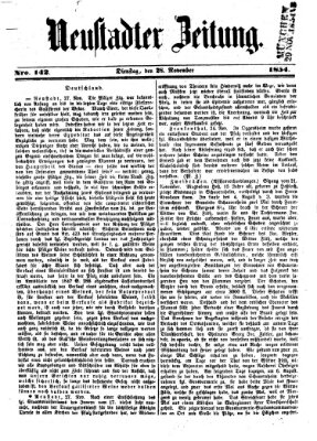 Neustadter Zeitung Dienstag 28. November 1854