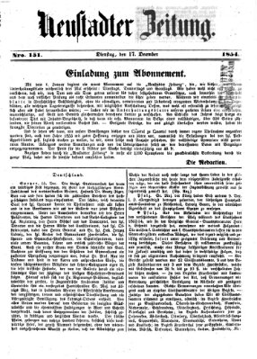 Neustadter Zeitung Sonntag 17. Dezember 1854