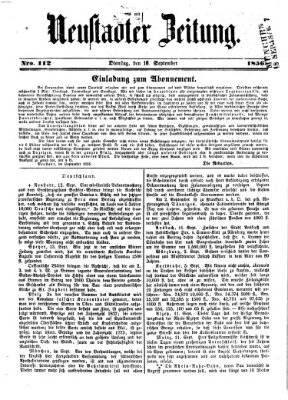 Neustadter Zeitung Dienstag 16. September 1856