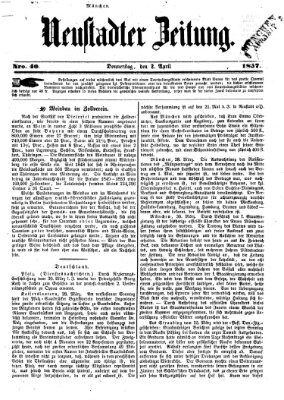 Neustadter Zeitung Donnerstag 2. April 1857