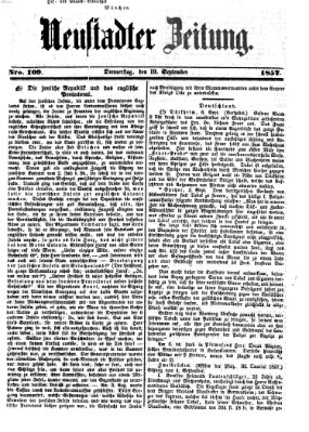 Neustadter Zeitung Donnerstag 10. September 1857