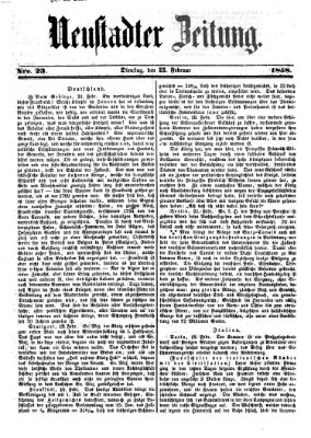 Neustadter Zeitung Dienstag 23. Februar 1858
