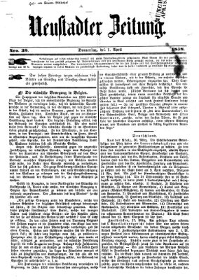 Neustadter Zeitung Donnerstag 1. April 1858
