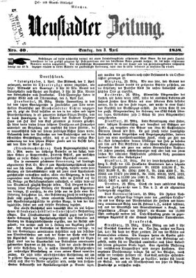 Neustadter Zeitung Samstag 3. April 1858