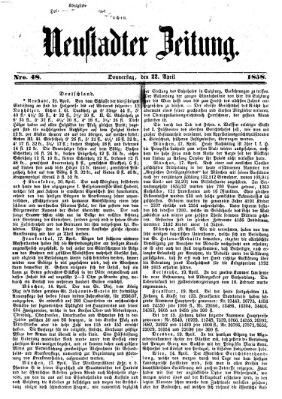 Neustadter Zeitung Donnerstag 22. April 1858