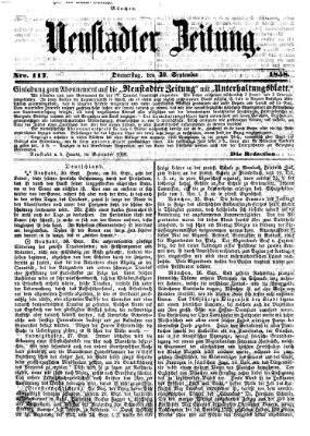Neustadter Zeitung Donnerstag 30. September 1858