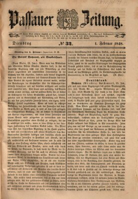 Passauer Zeitung Dienstag 1. Februar 1848
