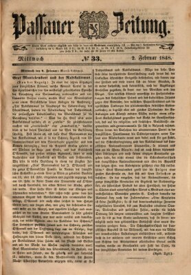 Passauer Zeitung Mittwoch 2. Februar 1848