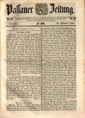 Passauer Zeitung Freitag 18. Februar 1848