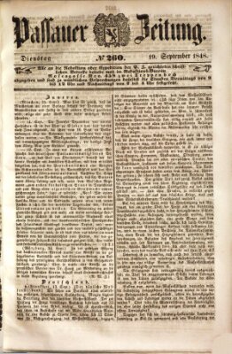 Passauer Zeitung Dienstag 19. September 1848
