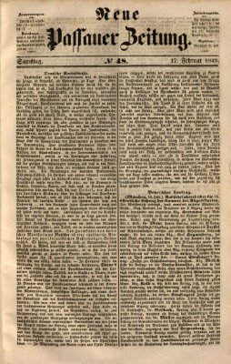 Neue Passauer Zeitung (Passauer Zeitung) Samstag 17. Februar 1849