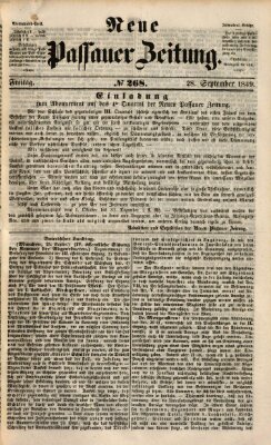 Neue Passauer Zeitung (Passauer Zeitung) Freitag 28. September 1849