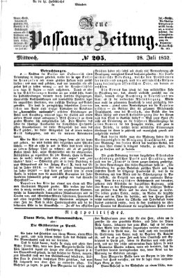 Neue Passauer Zeitung (Passauer Zeitung) Mittwoch 28. Juli 1852