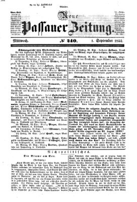 Neue Passauer Zeitung (Passauer Zeitung) Mittwoch 1. September 1852