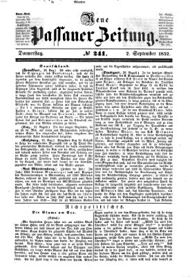 Neue Passauer Zeitung (Passauer Zeitung) Donnerstag 2. September 1852