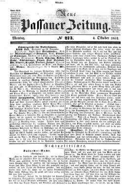 Neue Passauer Zeitung (Passauer Zeitung) Montag 4. Oktober 1852