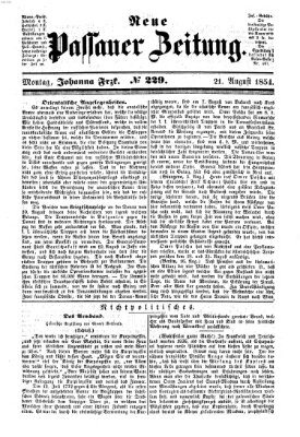 Neue Passauer Zeitung (Passauer Zeitung) Montag 21. August 1854