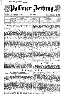 Passauer Zeitung Mittwoch 10. Januar 1855