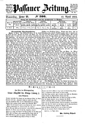 Passauer Zeitung Donnerstag 12. April 1855