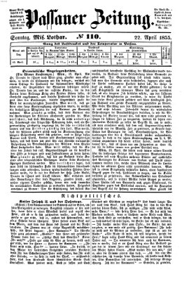 Passauer Zeitung Sonntag 22. April 1855