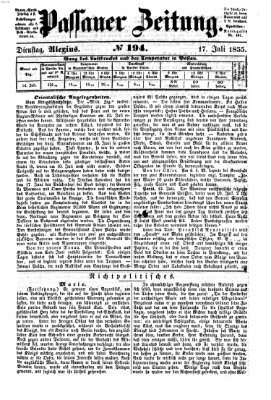 Passauer Zeitung Dienstag 17. Juli 1855