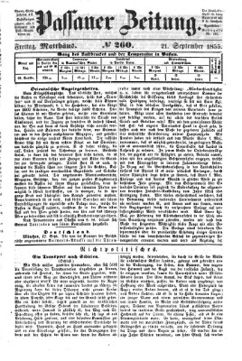 Passauer Zeitung Freitag 21. September 1855