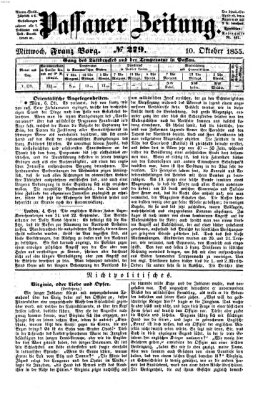 Passauer Zeitung Mittwoch 10. Oktober 1855