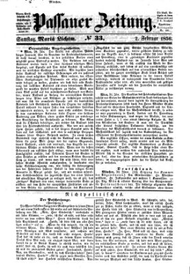 Passauer Zeitung Samstag 2. Februar 1856