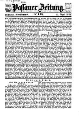 Passauer Zeitung Mittwoch 23. April 1856