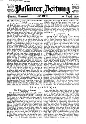 Passauer Zeitung Sonntag 10. August 1856