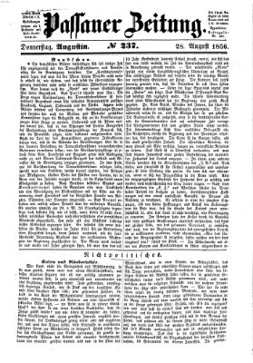 Passauer Zeitung Donnerstag 28. August 1856