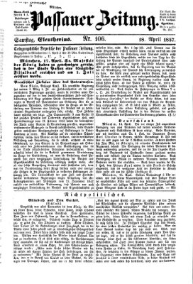 Passauer Zeitung Samstag 18. April 1857