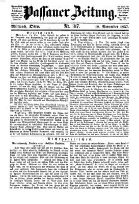 Passauer Zeitung Mittwoch 18. November 1857