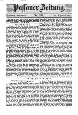 Passauer Zeitung Mittwoch 23. Dezember 1857