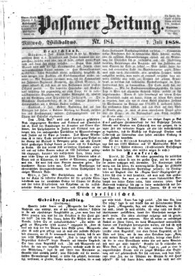 Passauer Zeitung Mittwoch 7. Juli 1858