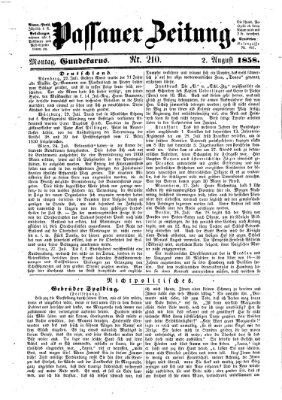 Passauer Zeitung Montag 2. August 1858