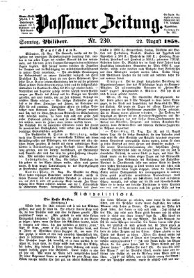 Passauer Zeitung Sonntag 22. August 1858