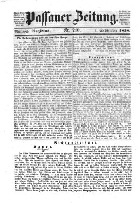 Passauer Zeitung Mittwoch 1. September 1858