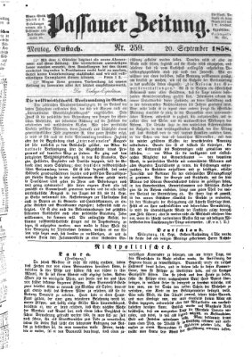 Passauer Zeitung Montag 20. September 1858