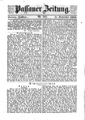 Passauer Zeitung Sonntag 26. September 1858