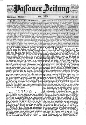 Passauer Zeitung Mittwoch 6. Oktober 1858