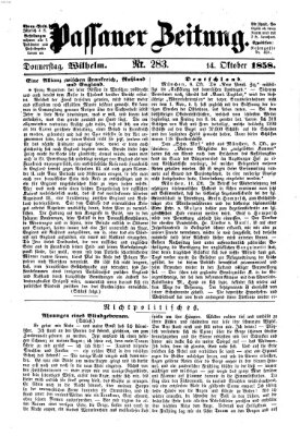Passauer Zeitung Donnerstag 14. Oktober 1858