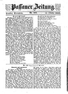 Passauer Zeitung Samstag 30. Oktober 1858