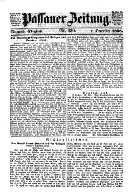 Passauer Zeitung Mittwoch 1. Dezember 1858