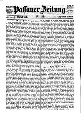 Passauer Zeitung Mittwoch 15. Dezember 1858