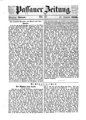 Passauer Zeitung Montag 17. Januar 1859