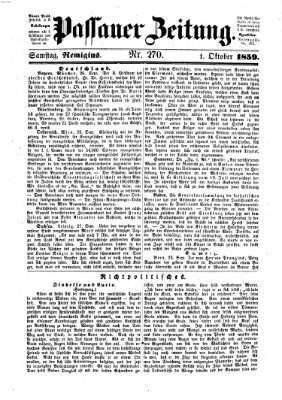 Passauer Zeitung Samstag 1. Oktober 1859