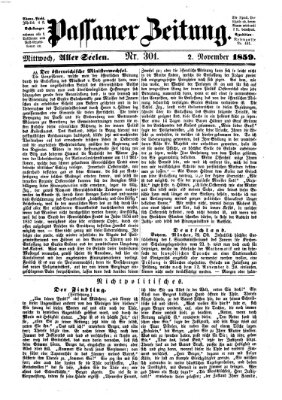 Passauer Zeitung Mittwoch 2. November 1859